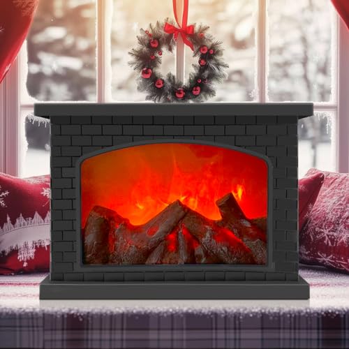 RANJIMA LED Kamin, Kaminlaterne mit Flammeneffekt, Elektrische Kamine LED Flammen, Ohne Heizung, USB Wiederaufladbare Kaminfeuer Deko Kamin Elektrokamin für Weihnachtsdeko Tischkamin Ornament Hause
