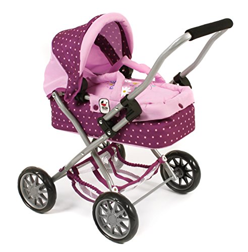 Bayer Chic 2000 Puppenwagen Smarty – Erster Puppenbuggy mit Tragetasche, Dots Brombeere