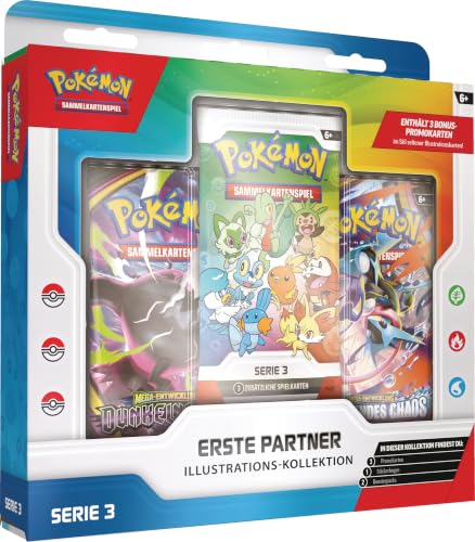 Pokémon-Sammelkartenspiel: Illustrations-Kollektion Erste Partner: Serie 3 (3 Promokarten, 2 Boosterpacks und 1 Stickerbogen)