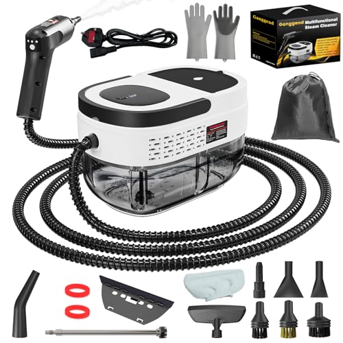 Dampfreiniger Handgerät, 2500W Handdampfreiniger mit 1,6-Liter-Wassertank, 15 Sekunden Aufheizzeit, Dampfabgabe vom Handgriff aus, 16 Zubehörteilen, Steam Cleaner für Alles, Fenster, Autos (Weiß)