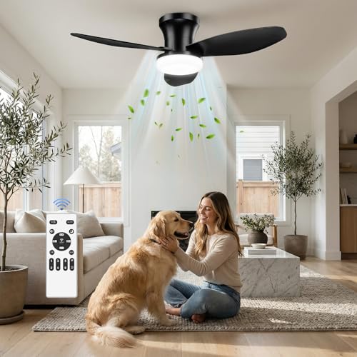 Macchiatto Deckenventilator mit Beleuchtung, 107 cm Leiser Deckenleuchte mit Ventilator mit Fernbedienung, 3 Lichtfarben Dimmbar, Timer,Deckenlampe mit Ventilator für Schlafzimmer Wohnzimmer Küche