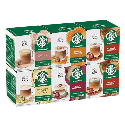 STARBUCKS Probierset, White Cup Variety Pack by Nescafé Dolce Gusto Kaffeekapseln 6 x 12 (72 Kapseln) - Exklusiv bei Amazon