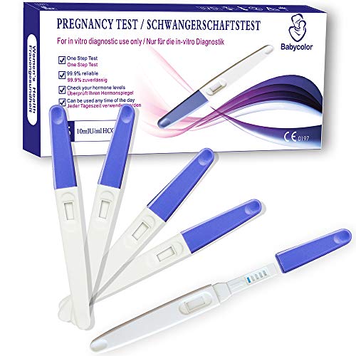 Schwangerschaftstest Frühtest, 5 Stück Schwangerschaft Test Früh Stick Hochpräzise 10 miu/ml, Frühtest Pregnancy Test Early Detect