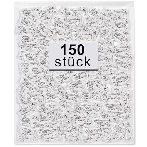 Kondome 150 Stück Packung - Condoms für männer - Natürliches Empfinden - Extra dünne Kondome für intensives Empfinden beim gemeinsamen Liebesspiel- 53 mm breite - Condoms for Men