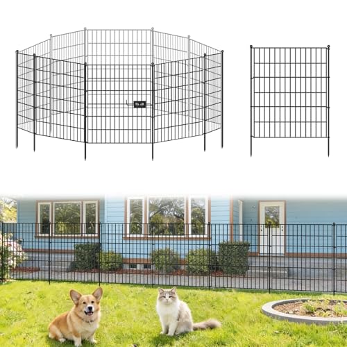 Gartenzaun, 81CM * 71 CM * 5 Panneelen für den Außenbereich, rostfreies Metall, Hundezaun, Tierbarriere, Gartenzaun, Bordüre für Hof, Terrasse, Blumenbeet Hunde