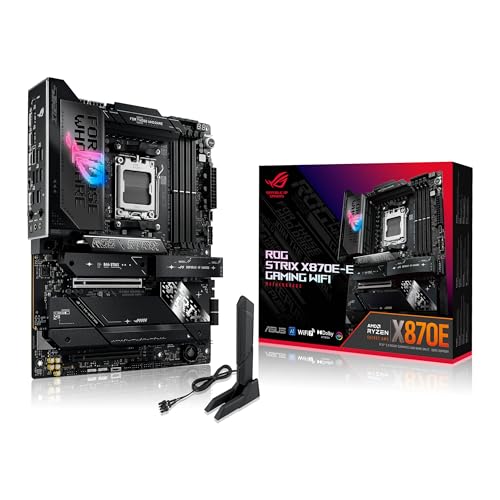 ASUS ROG Strix X870E-E Gaming WiFi Mainboard Sockel AM5 (AMD, X870E, ATX, 18+2+2 Power Stages, Dynamic OC Switcher, Core Flex, DDR5, WiFi 7, M.2, PCIe 5.0)