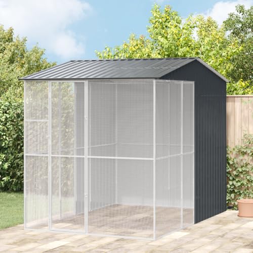 Emmtore Voliere Stahl,Stahlkäfig für Vögel, geeignet für den Innen- und Außenbereich,Anthrazit,310 cm