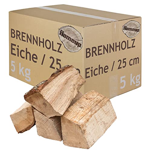 Brennholz Kaminholz Holz Eiche 5-500 kg Für Ofen und Kamin Kaminofen Feuerschale Grill Feuerholz Holzscheite Wood 25 cm kammergetrocknet flameup