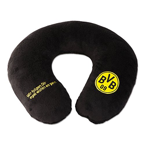 Borussia Dortmund Unisex Bvb nakkepude Nackenkissen, Schwarz/gelb, 34 x 31 5 cm EU