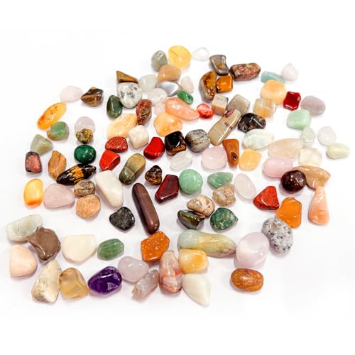 Hurifeng Natürliche Trommelsteine Mix | Bunte Edelsteine Für Kinder & Dekoration | 200G Kunststeine Zum Spielen, Schatzsuche Und Handwerk | Variabel Grosse (1-1,5 Cm)