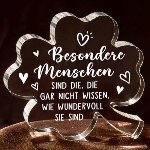 Encoink Weihnachtsgeschenke für Frauen, Geschenk Freundin Geburtstag – Glücksklee Acryl Deko, Geburtstagsgeschenk für Frauen Beste Freundin Ehefrau Schwestern Kollegin