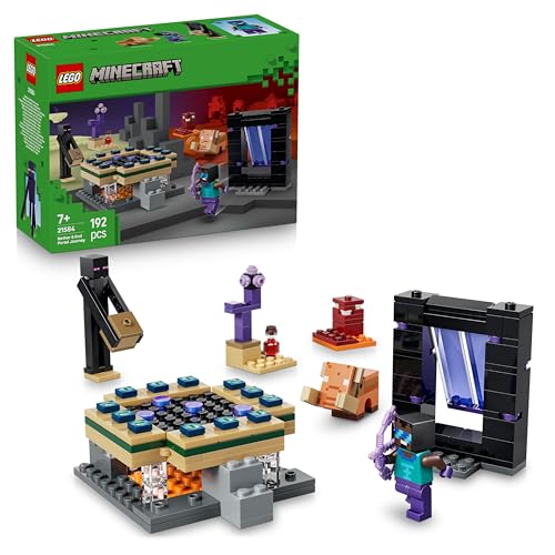 LEGO Minecraft Reise durch Nether und Endportal - Kinder Spielzeug mit Helden, Enderman und Baby Hoglin Figuren - Set mit Minecraft Figur - Gamer Geschenk für Jungen und Mädchen ab 7 Jahren - 21584