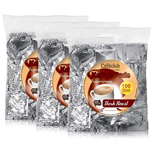3x Cafeclub Dark Roast Kaffeepads Megabeutel je 100 stk. dunkle Röstung einzeln verpackt