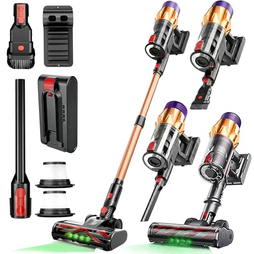 Retoo Stielstaubsauger Beutellos 550W, Staubsauger 50000PA, LED, Handstaubsauger Tankinhalt 1,5L, 2200mAH, Hand und Vertikal für Hartböden Teppiche Tierhaare Vacuum Cleaner