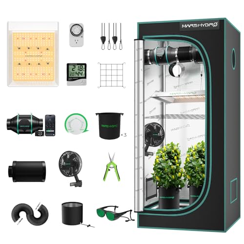 Mars Hydro TS600 Growzelt Komplettset Led Grow Tent Kit LED Grow Light Grow Lampe 60X60X140cm Indoor Grow Set, Growzelt Komplettset