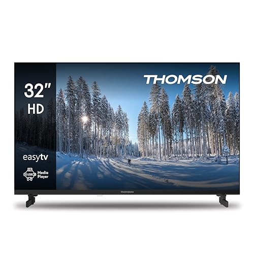 Thomson 32 Zoll (81 cm) HD Easy TV, LED Fernseher (Ohne Smart-TV), Triple-Tuner (DVB-T2/C/S2), Dolby Audio, Hotel-Modus, Multimedia-Player, Beleuchtete Fernbedienung, 3X HDMI, 32HD2S13