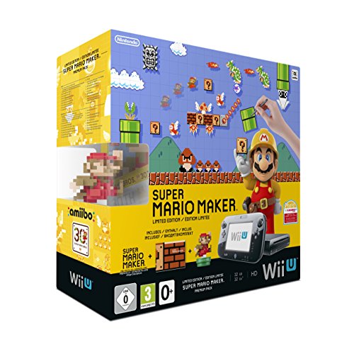 Nintendo Wii U Premium Pack Black + Super Mario Maker (vorinstalliert) + Artbook + amiibo