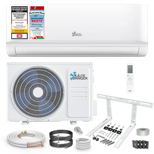 Kältebringer Split Klimaanlage - 12000 BTU (3,5 kW) - Klimagerät mit Heizfunktion, WiFi & App, bis 55qm, sehr leise - Set mit 5m Kupferleitung, Kältemittel R32, Montagematerial, Wandhalterung