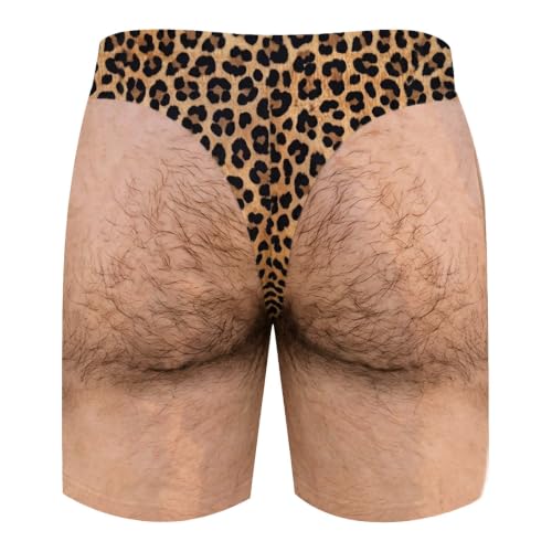 Generisch Die freche Kommando-Badehose Badehose mit behaarten Beinen | Lustige Herren-Badehose mit Leopardenmusters,S-5XL
