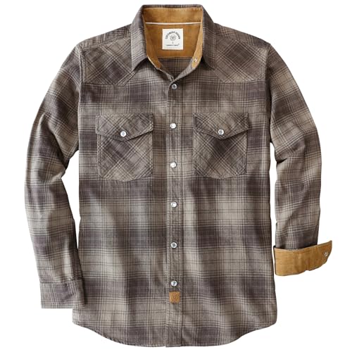 Dubinik® Flanellhemd Herren Langarm Druckknopf Freizeithemden Western Hemd Cowboy Two Pocket Outdoor Snap Shirt Regular Fit