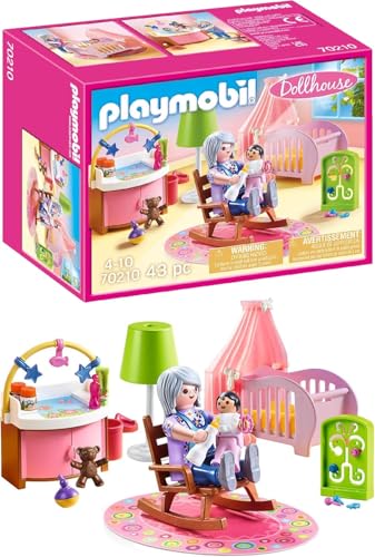 PLAYMOBIL Dollhouse 70210 Babyzimmer mit Babybett und Figuren, ab 4 Jahren