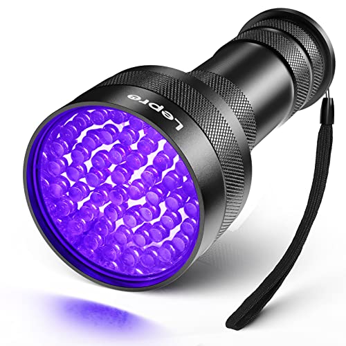 Lepro UV Schwarzlicht Taschenlampe mit 51 LEDs, UV Lampe HD51 Haustiere Urin-Detektor Ultraviolettes Licht mit 395nm für Eingetrocknete Flecken Ihrer Hunde, Katzen und Nagetiere auf Teppichen