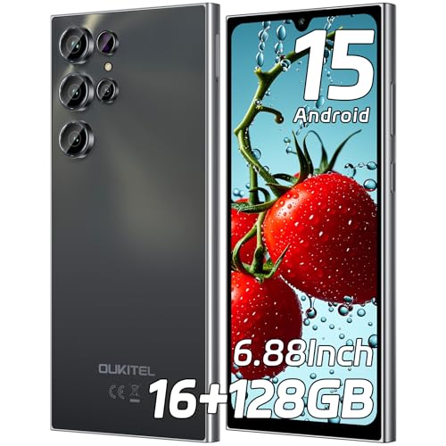 OUKITEL C61 Android 15 Smartphone Ohne Vertrag, 16GB+128GB /1TB Handy Ohne Vertrag, 6,88 Zoll 90Hz Bildschirm 5150mAh Handy Günstig, 13MP+5MP, 4G Dual SIM Simlockfreie Handys/Fingerabdruck/OTG/Face ID
