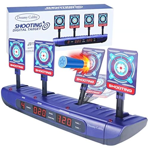 Zielscheibe für Nerf Pistole, 4 Spielmodi & 4 Ziele Elektronische Wertung Automatisches Zurücksetzen Digitale Ziele Spielzeug für 6 7 8 9 10 Jahre Kinder Jungen Geburtstagsgeschenke Ostern Geschenkes