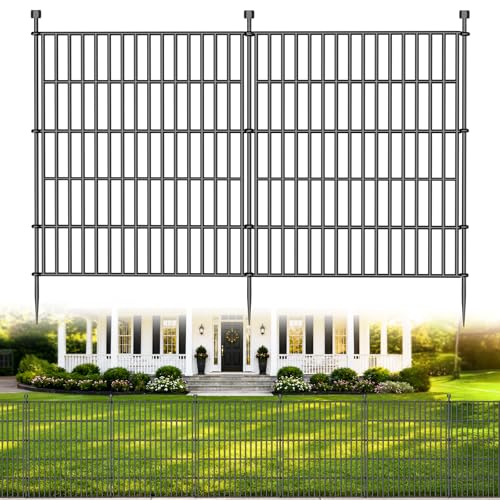 10 Paneele Dekorativer Gartenzaun, 81 cm Hoch Gesamtlänge 719 cm Hundezaun für den Außenbereich, Rostfreier Metallzaun, Temporärer Tierzaun als Barriere für Garten, Hof und Terrasse