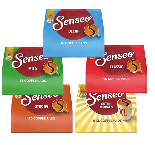 Senseo Pads Probierbox 5 Sorten, Vielfaltspaket, 5 x 16 Getränke, 66 Kaffeepads, Verschiedene Röstungen