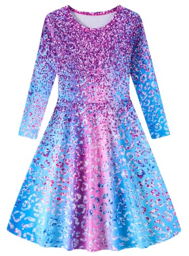 AIDEAONE Mädchenkleid Knielang Prinzessin Kleider für Kinder 6-7 Jahre,M