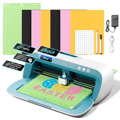 Likcut S41 Schneideplotter mit Print Then Cut Funktion, Tragbare Plotter für DIY Sticker & Vinyl, met plottermaschine starterset, für Deko, Etiketten, Geschenken, Blau