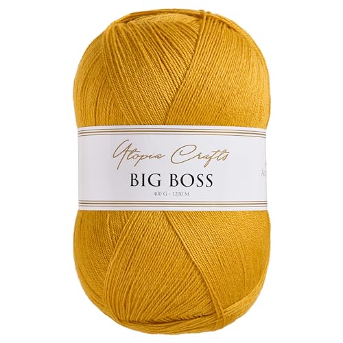Utopia Crafts Big Boss 400g Knitting & Crochet Yarn 1200m (Mustard Yellow)