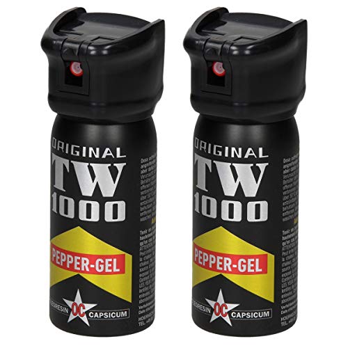 2 Stück Pfefferspray Pfeffergel zur Selbstverteidigung - 50 ml - bis zu 5m Reichweite - mit Flip Top - Pfefferspray zur Tierabwehr Tierabwehrspray Verteidigungsspray Pepperspray Abwehrspray Pepper Gel