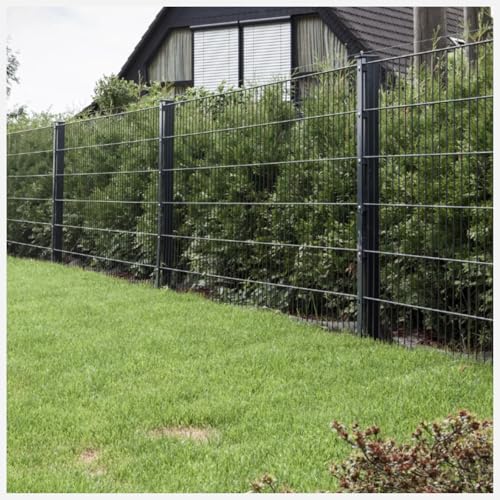 HORI Doppelstabmattenzaun Drahtstärke 6/5/6 mm Komplettset - je Gittermatte 201 cm - wahlweise mit Eckpfosten - verschiedene Längen und Höhen - Farbe Anthrazit Höhe 183 cm, Länge 2 m