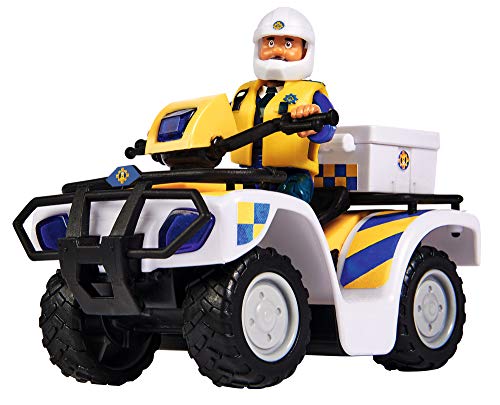 Simba 109251093 - Feuerwehrmann Sam Polizei Quad, mit Malcolm Figur, mit Zubehör, Staffel 12, ab 3 Jahren
