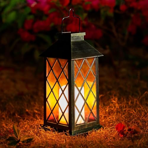 Solarlaterne für Außen, OxyLED Solar Laternen für Draußen LED IP44 Wasserdicht Solar Laterne Garten Deko mit Flacker Effekt Kerzen Vintage Hängend Balkon Deko Patio Terrasse Wand Tisch