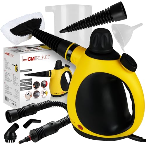 Clatronic DR 3653 Dampfreiniger inkl. 9-teiligem Zubehör, Extra 5 M Langes Kabel