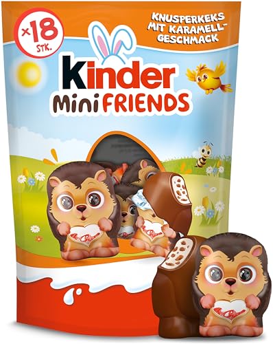 kinder Mini Friends Knusperkeks mit Karamellgeschmack 122 g – Vollmilchschokolade mit Keks & Milchfüllung – Figuren zu Ostern – Osterschokolade & Süßigkeiten – Ostergeschenk