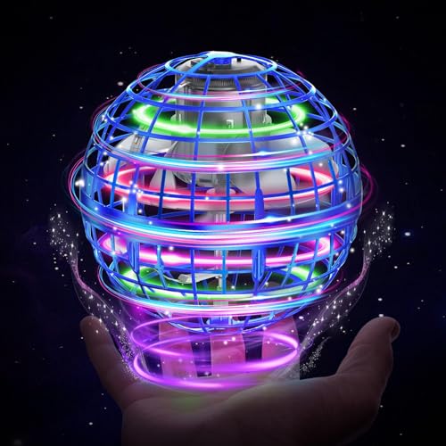XINHOME Flying Ball Orb Toys 2025, Hover Ball Pro Flying Spinner Spielzeug, UFO RGB Cool Stuff Globe Orbi Magic Bumerang Hand Controller Mini Drohne für 8 9 10 11 12 Jungen Mädchen Kinder (Blau)