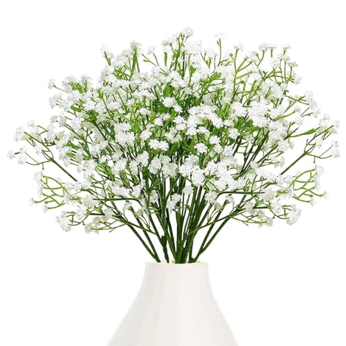 Eteamcan Schleierkraut Künstlich 18 Stück Fake Deko Künstliche Blumen Kunstblumen Weiß Artificial Gypsophila Flowers für Hochzeit Home