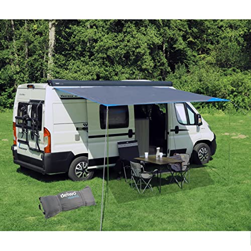 deiwo Essential Sonnensegel 4,50 x 2,4 m für Wohnwagen Wohnmobil Wassersäule 2000mm Markise Grau