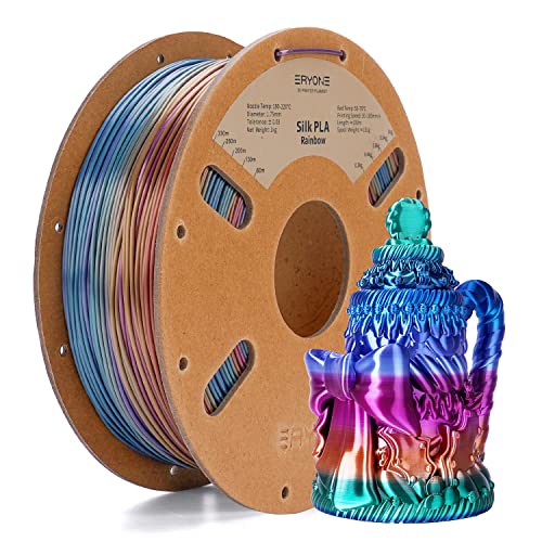 ERYONE Ultra Shiny Silk PLA Filament voor 3D Druker, PLA Filament 1.75mm, +/- 0,03mm,1kg 1 Spule, Multicolor Rainbow Fast Color Gradient Silk, Universum Regenbogen