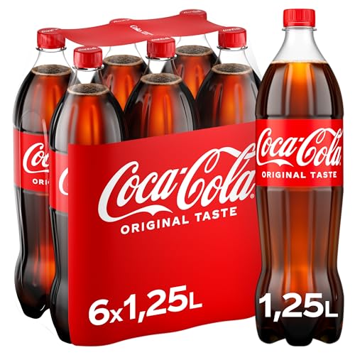 Coca-Cola Original Taste Cola – koffeinhaltiges Erfrischungsgetränk – 6x 1,25L Einweg PET Flaschen – Vorratspack