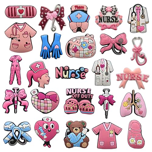 Hyleara 25 Stück Schuhanstecker Set, Anstecker für Medizin, Krankenschwester, Schuh Charms, Arzt und Nurse Accessories, Schuhanhänger, Zubehör für Schuhe, DIY Dekorationen