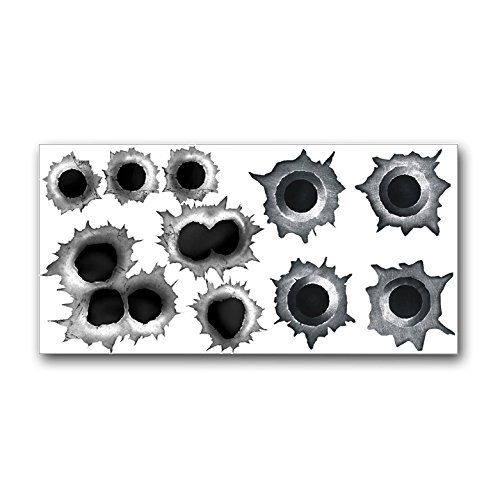 Einschuss-Löcher Sticker Set I 10 Bullet-Holes als Auto-Aufkleber, für Roller Moped Motorrad-Helm Notebook Laptop Smartphone I schwarz grau I kfz153