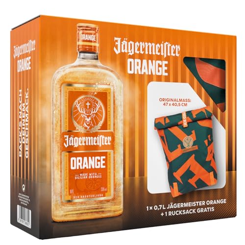 Jägermeister ORANGE Geschenkset – 0,7l Kräuterlikör + Rucksack – 33% Vol.