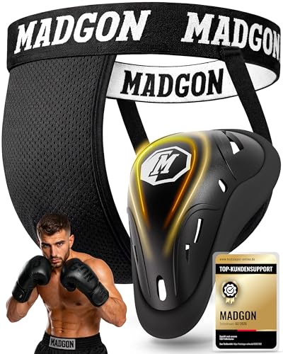 MADGON Coquilla Boxeo – Protección Doble Reforzada para MMA y Kick Boxing – Suspendorio Profesional