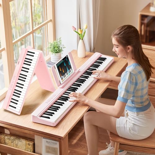 TERENCE V20 E-Piano 88 Tasten Halbgewichtet Faltbar Rosa