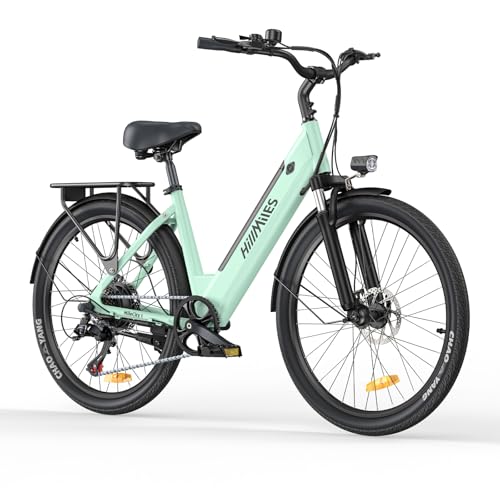 HillMiles Elektrofahrrad Für Erwachsene 26 Zoll, 7 Gänge Elektrobike Mit Abnehmbarem 36V 13Ah Akku, 25km/h & Reichweite 80-100km E-Bike Für Stadtpendler, IP65 Wasserdicht (Grün) (Grün, Standard)